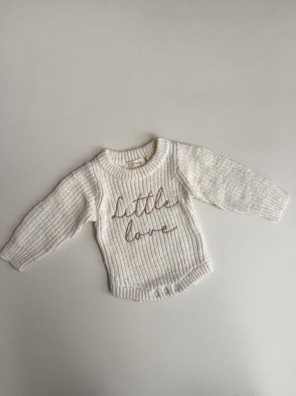 LITTLE LOVE - CHUNKY TEXTURED KNIT ROMPER | SNOW