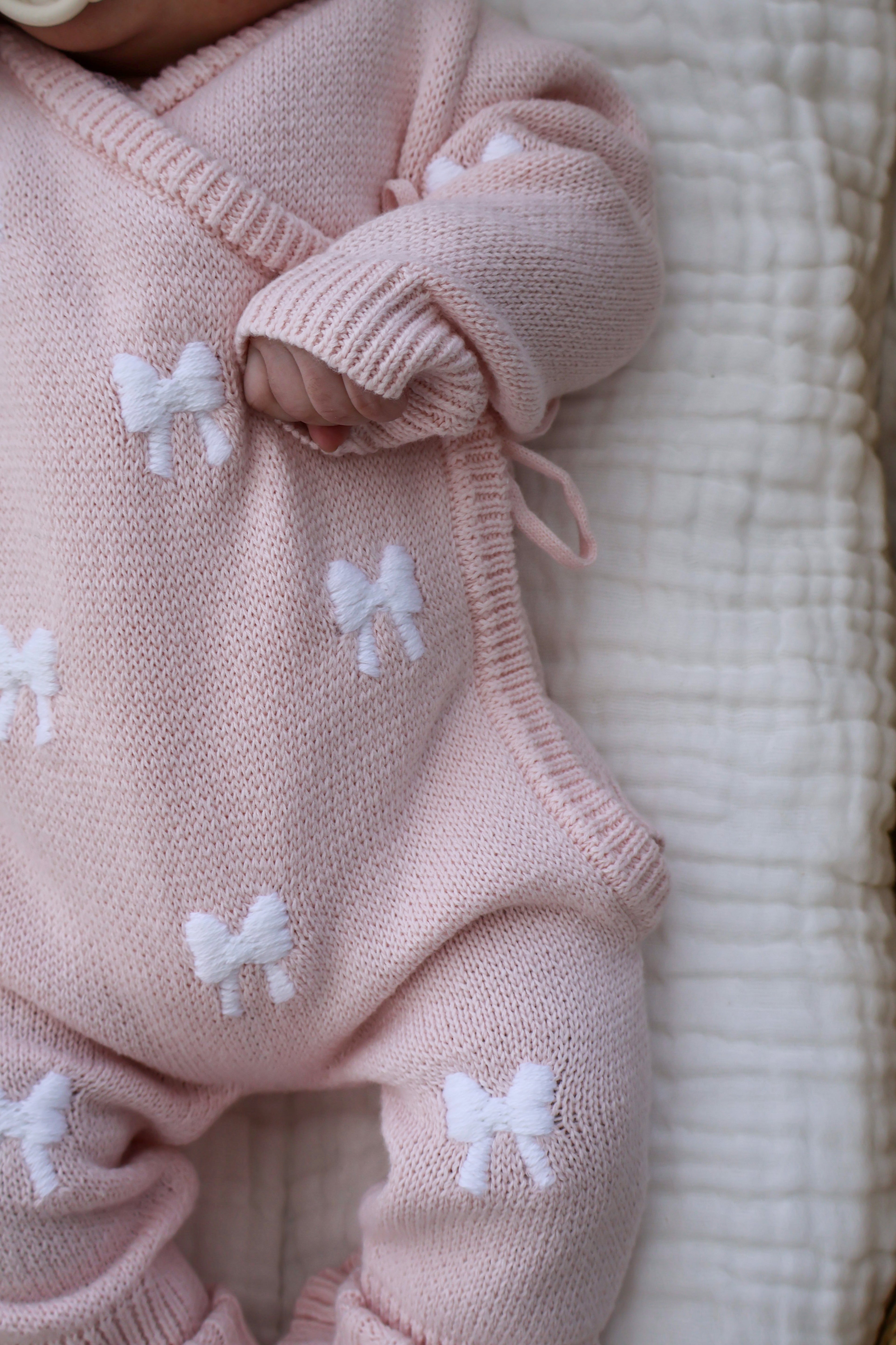 BOW EMBROIDERY LONG KIMONO ROMPER