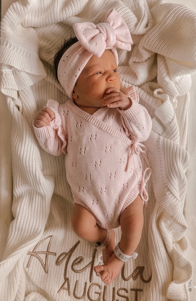 DOUBLE FLUTTER POINTELLE KIMONO BODYSUIT