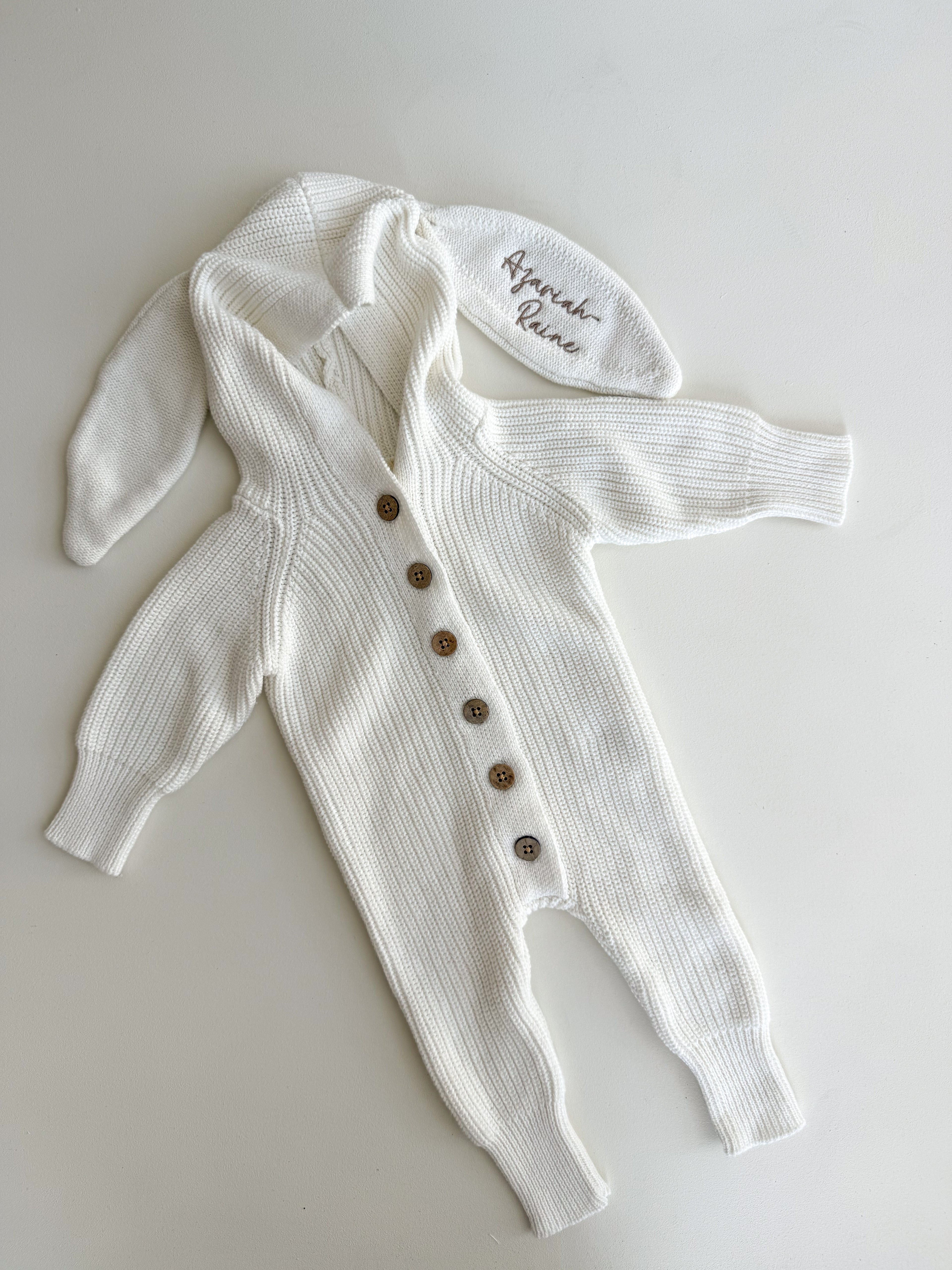 BUNNY HOODED ROMPER | MILK
