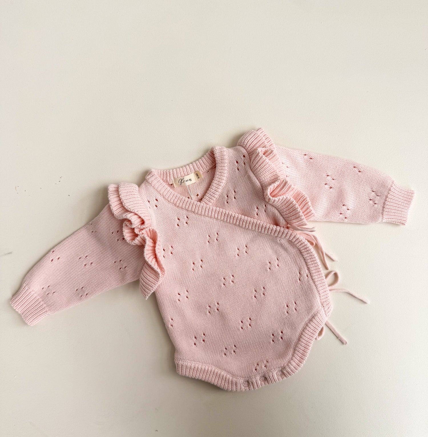 DOUBLE FLUTTER POINTELLE KIMONO BODYSUIT