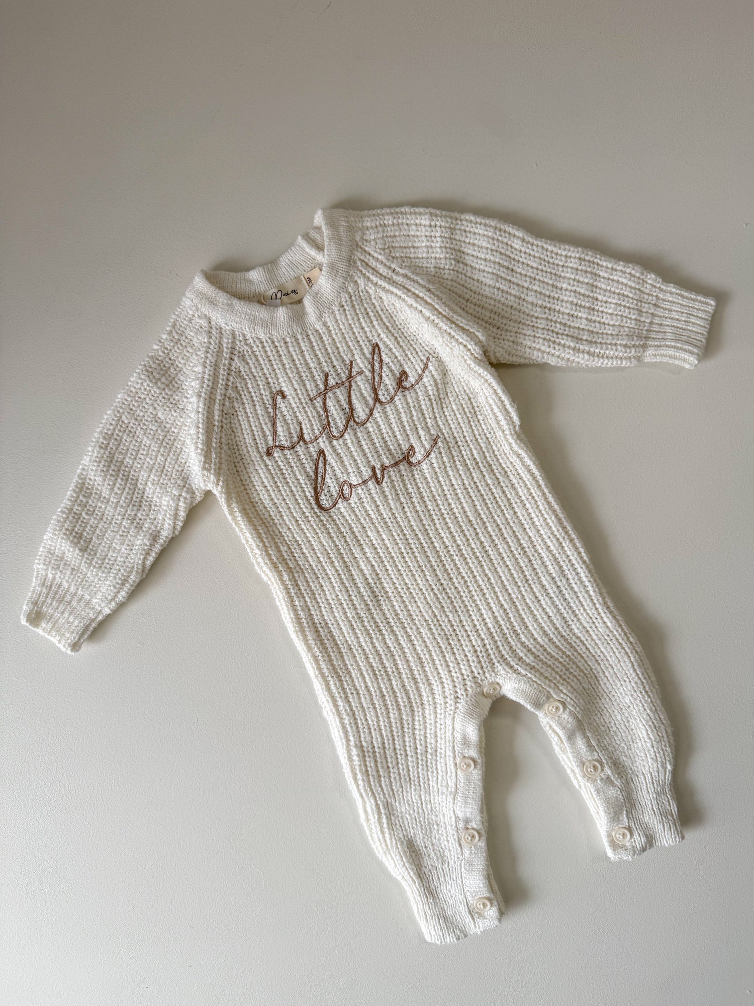 LITTLE LOVE - TEXTURED LONG RIBBED ROMPER | SNOW