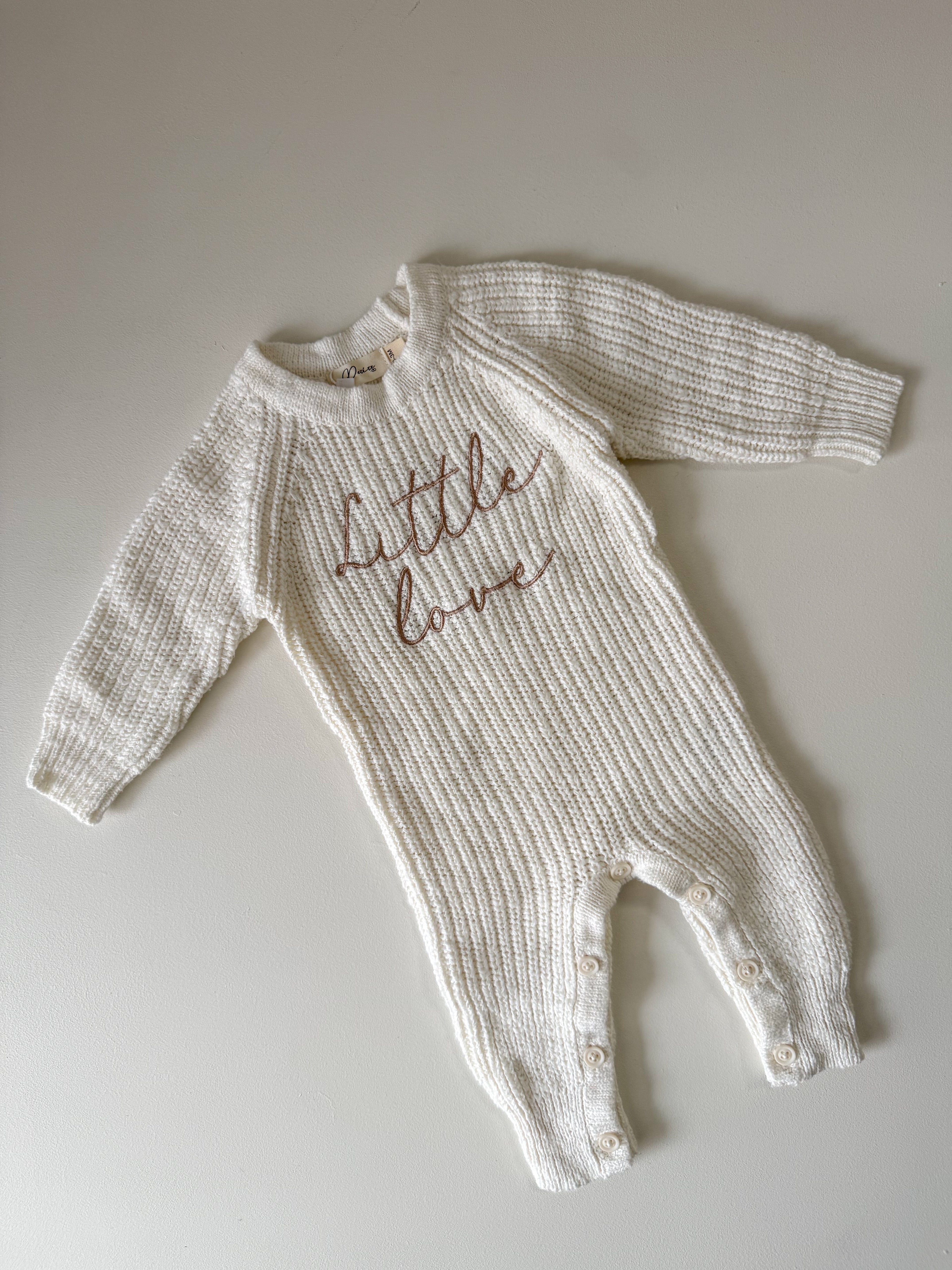 LITTLE LOVE - TEXTURED LONG RIBBED ROMPER | SNOW