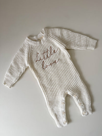 LITTLE LOVE - TEXTURED LONG RIBBED ROMPER | SNOW