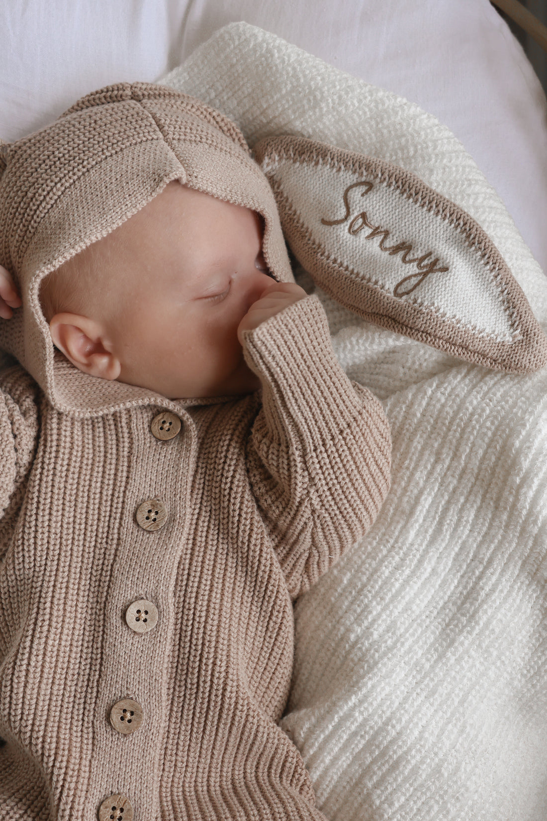 BUNNY HOODED ROMPER | TEDDY BROWN