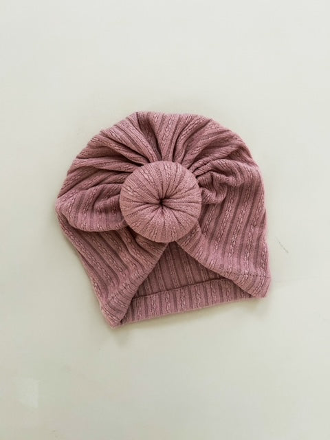 CABLE KNIT DONUT TURBAN - DUSTY