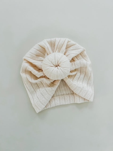 CABLE KNIT DONUT TURBAN - IVORY