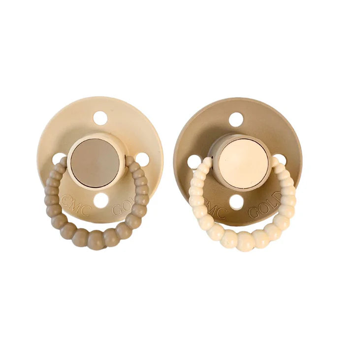 CMC GOLD BUBBLE DUMMY / PACIFIER 2 PACK (SIZE 1)  |  CAFFE LATTE