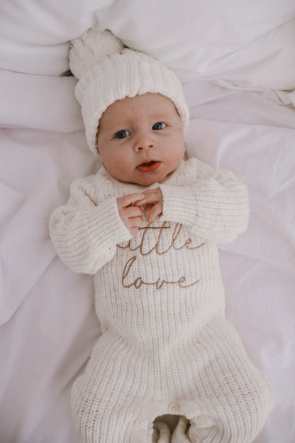 LITTLE LOVE - TEXTURED LONG RIBBED ROMPER | SNOW