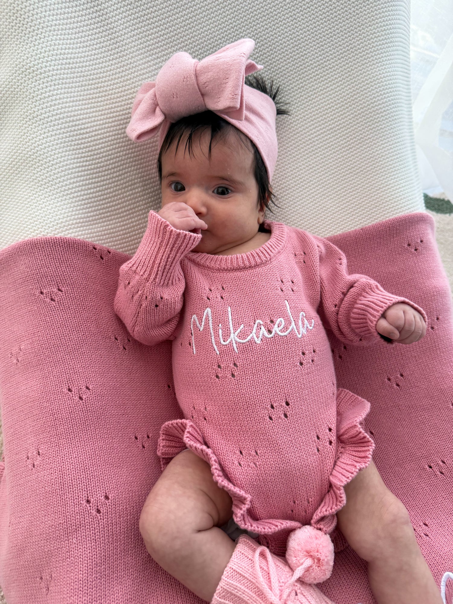 POINTELLE FRILL ROMPER - WATERMELON PINK