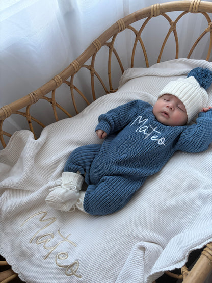 SCALLOP PERSONALISED BABY BLANKET | MILK