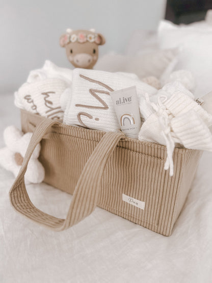 NAPPY CADDY ORGANISER - CORD | LATTE (BEIGE INSIDE)