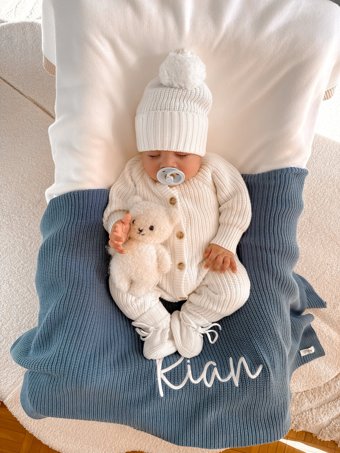 RIBBED BABY BLANKET | COBALT BLUE