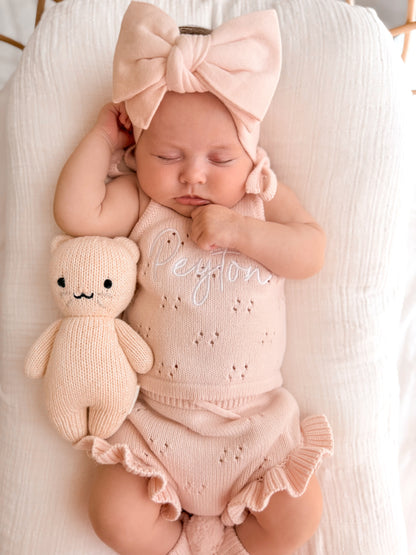 POINTELLE FRILL SET | BABY PINK