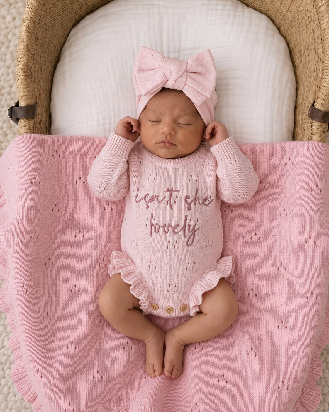 FRILL POINTELLE BABY BLANKET | BUBBLEGUM PINK