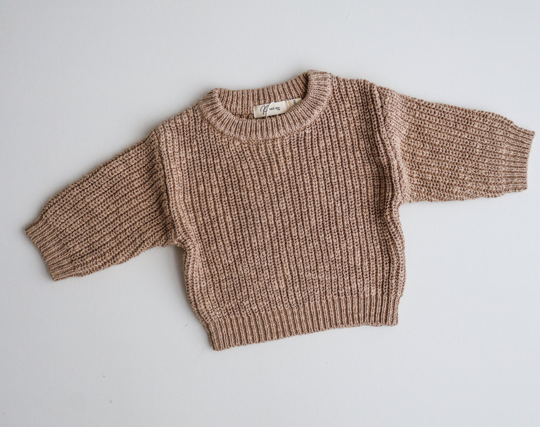 TEXTURED COTTON KNIT JUMPER | BROWN