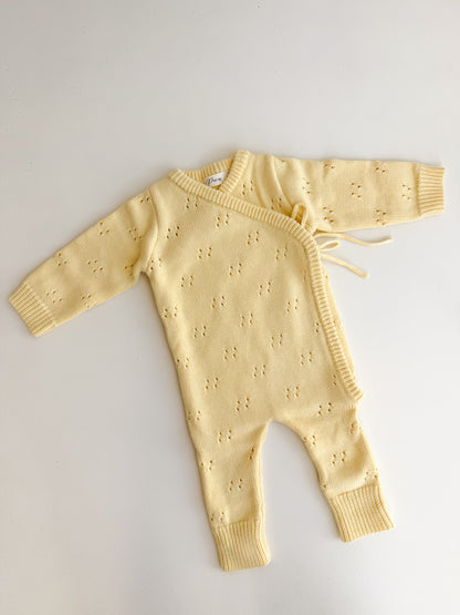 POINTELLE LONG ROMPER | BRIGHT LEMON