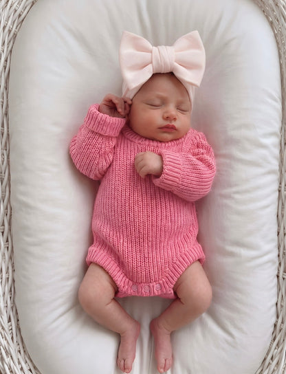 CHUNKY TEXTURED KNIT ROMPER | BALLET PINK