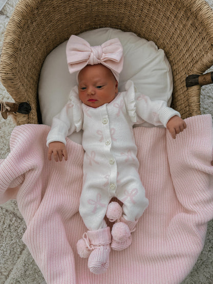 LONG FLUTTER BOW ROMPER | MILK