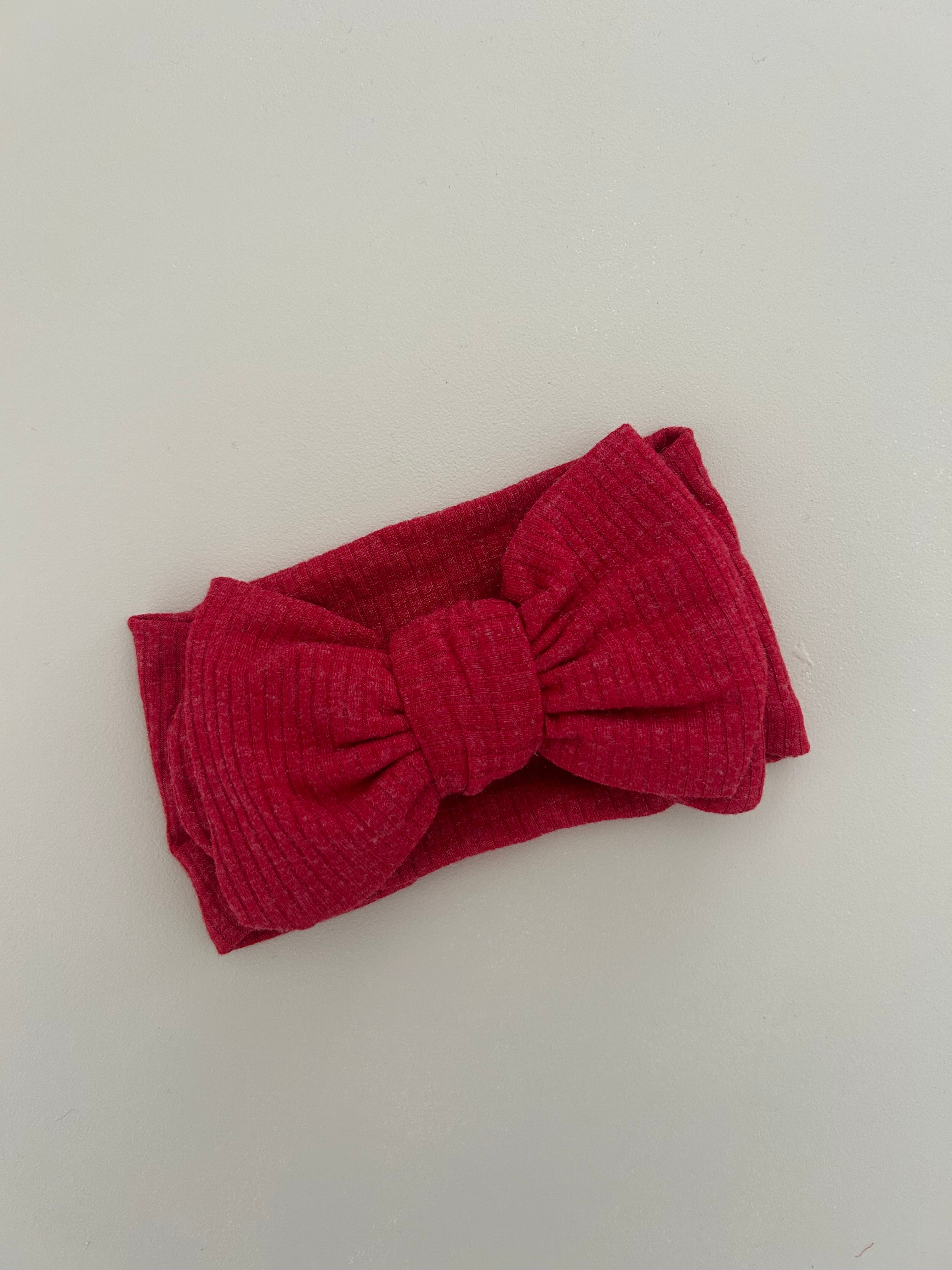 GIA COTTON RIBBED BOW HEADBAND - RED