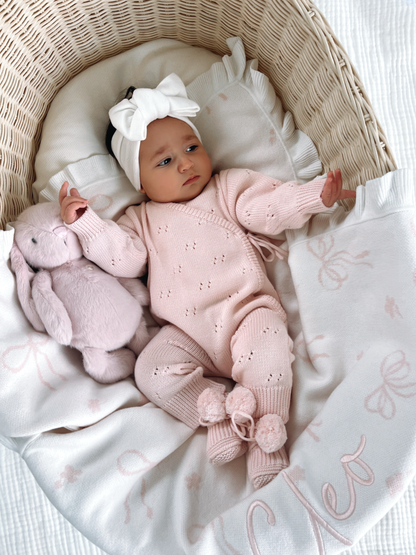 POINTELLE LONG ROMPER | BABY PINK