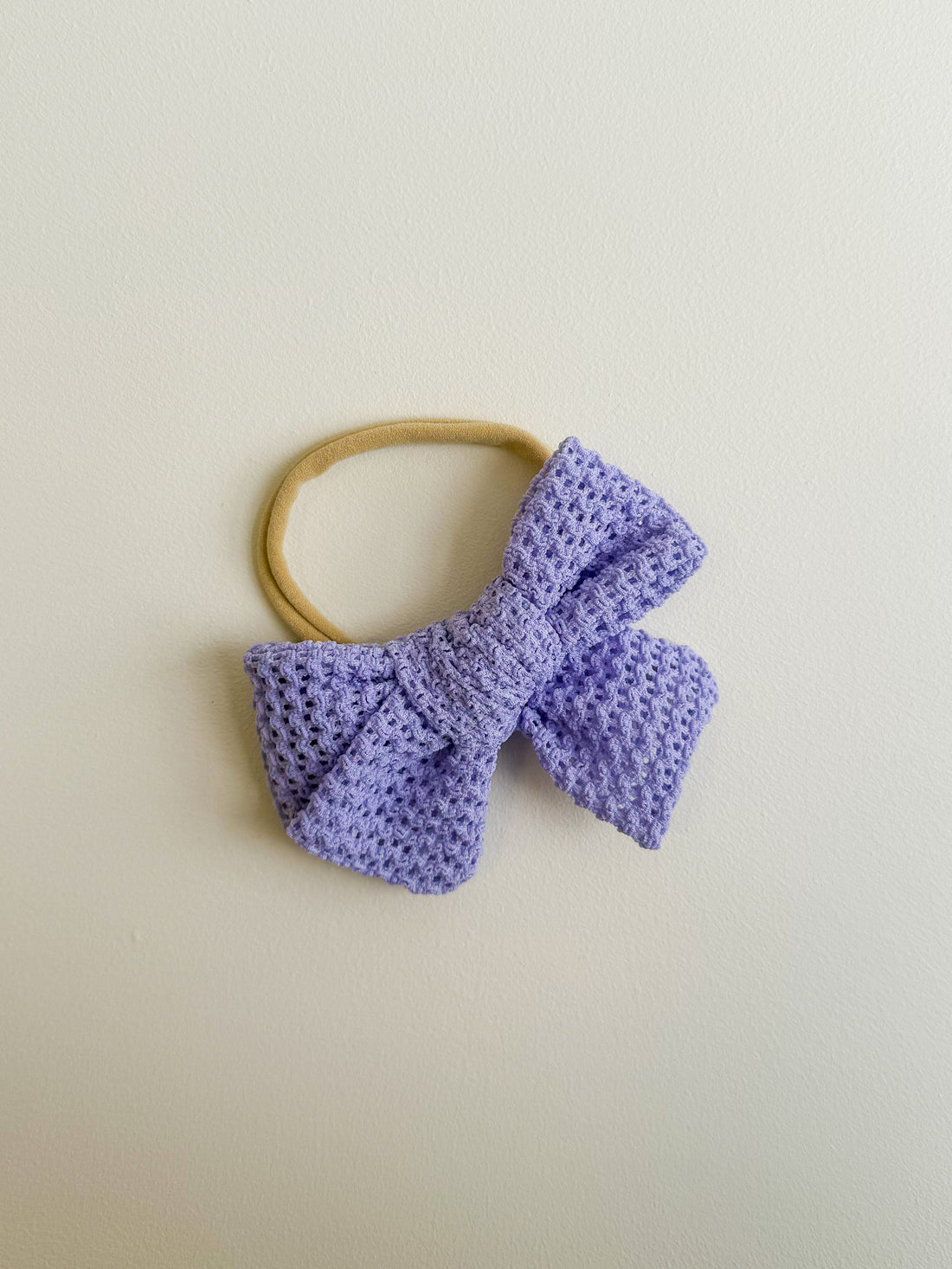 MINI ELISSA WAFFLE KNIT BOW HEADBAND - VIOLET