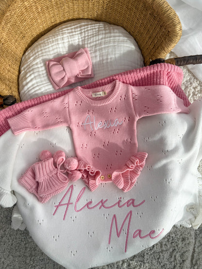 FRILL POINTELLE BABY BLANKET | MILK
