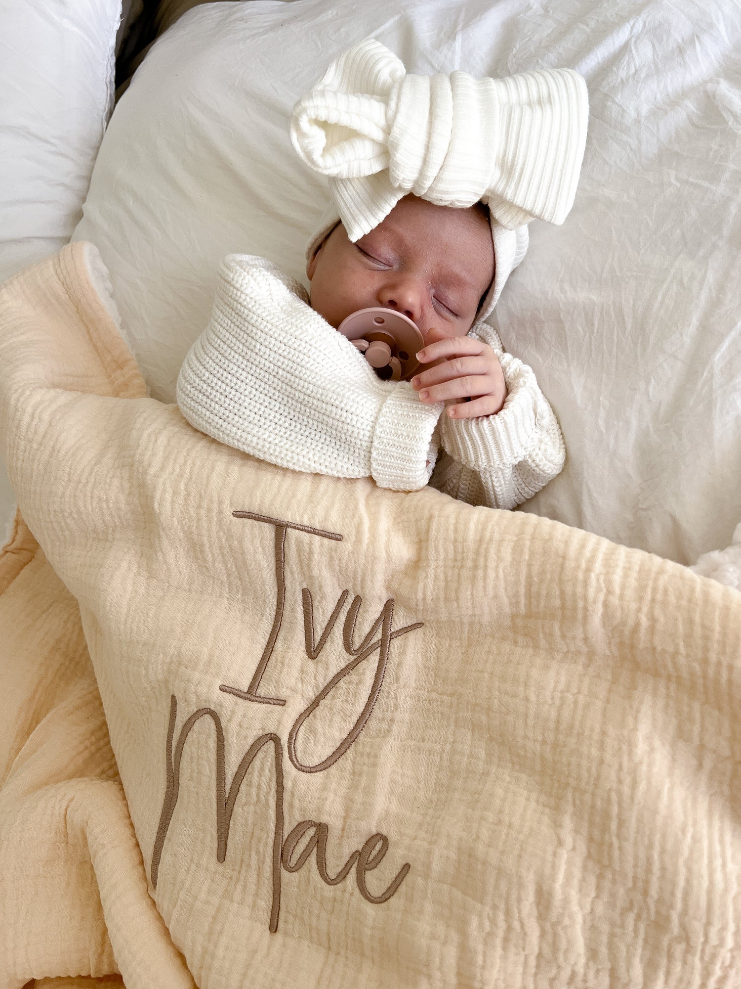 SHERPA TEDDY MUSLIN BLANKET | BUTTER