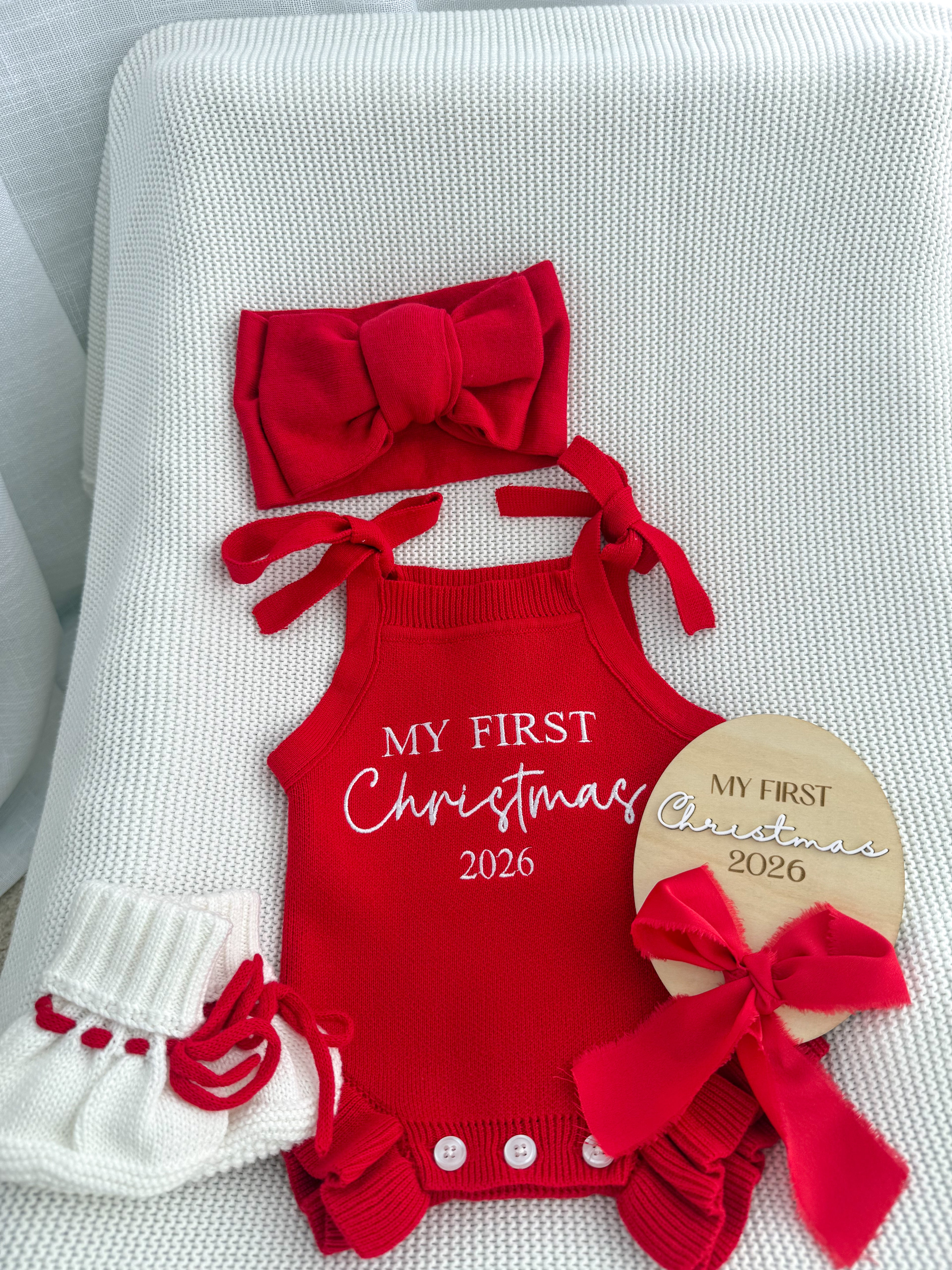 FRILL TIE ROMPER | MY FIRST CHRISTMAS 2026 | RED