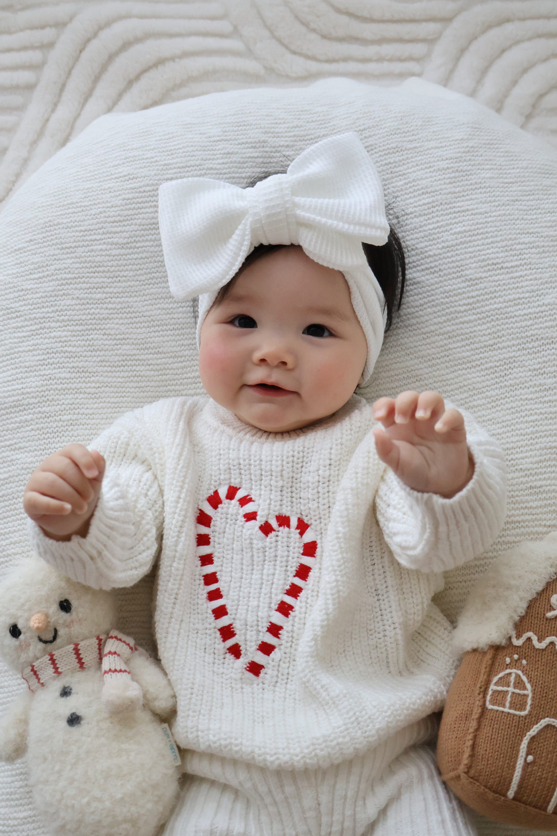 TEXTURED KNIT JUMPER | SNOW - CANDY CANE