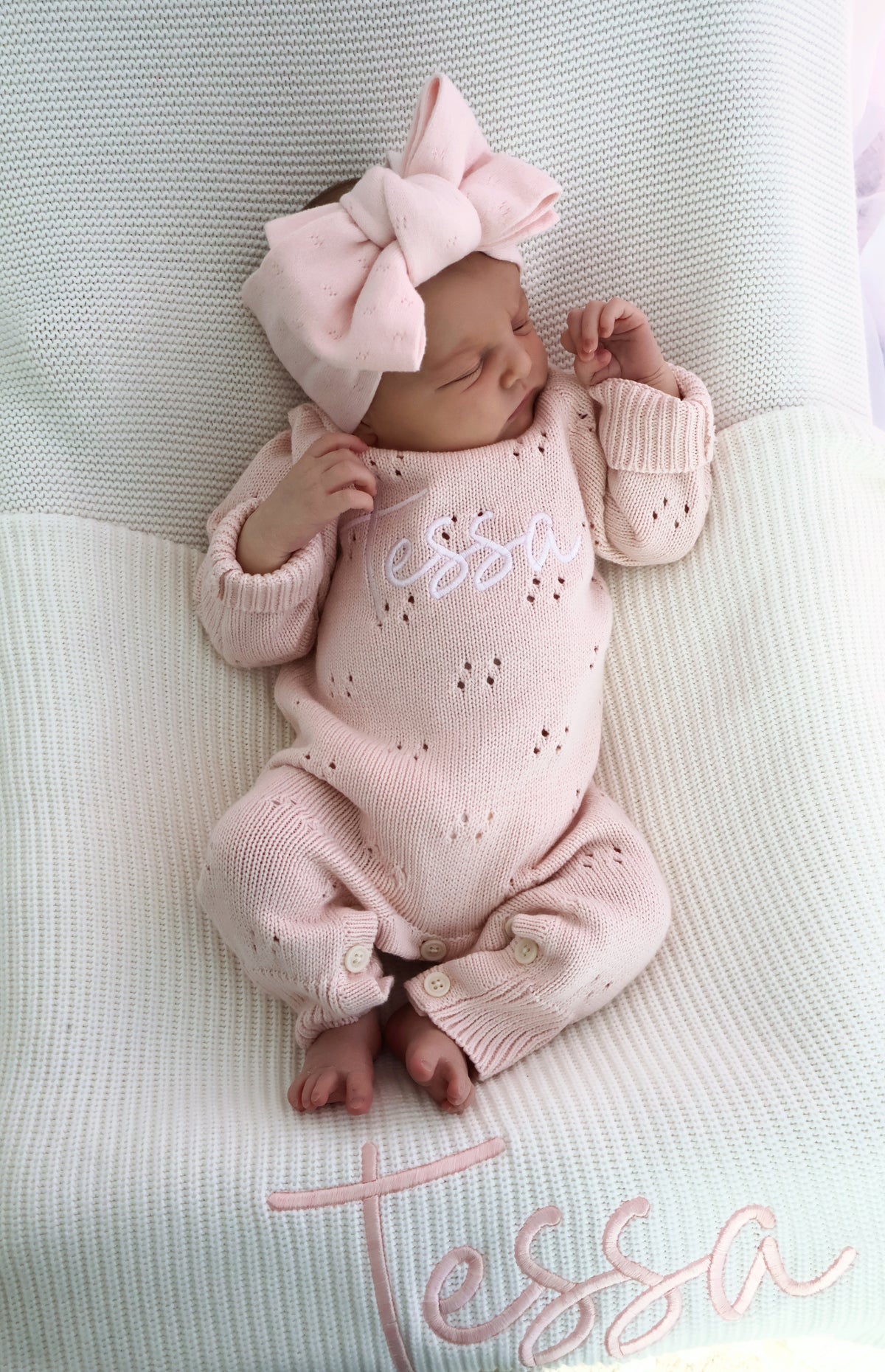 LONG KNIT POINTELLE ROMPER | BABY PINK