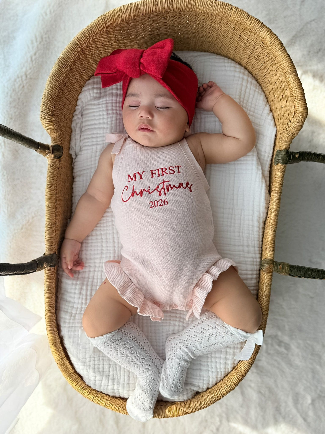 FRILL TIE ROMPER | MY FIRST CHRISTMAS 2026 | BABY PINK