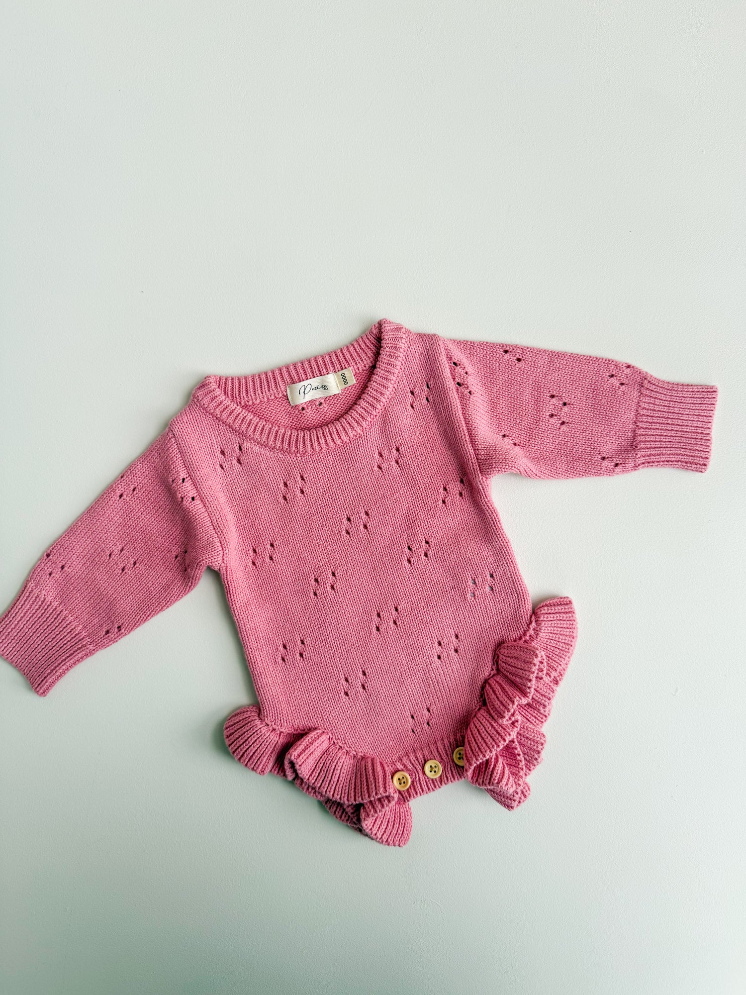 POINTELLE FRILL ROMPER - WATERMELON PINK