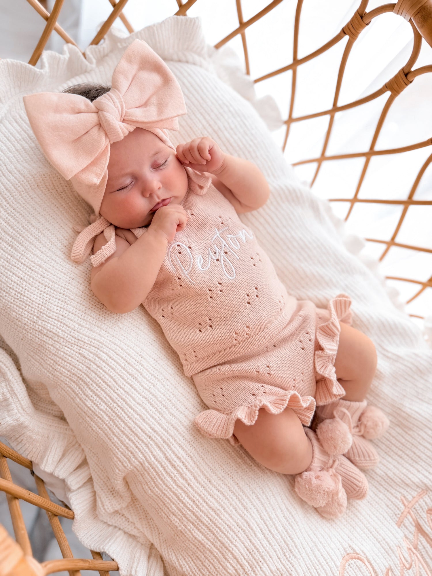 POINTELLE FRILL SET | BABY PINK