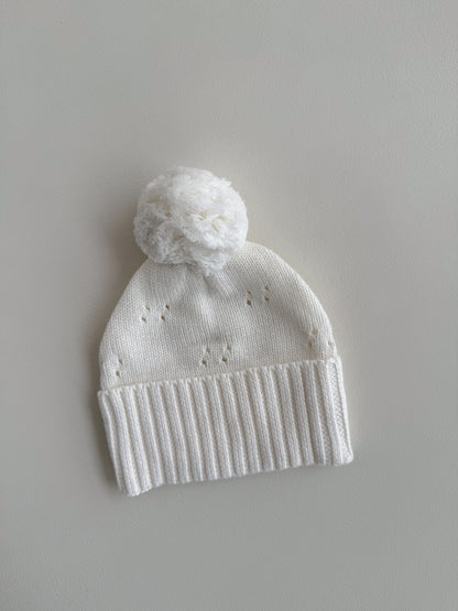 POINTELLE KNIT BEANIE | MILK