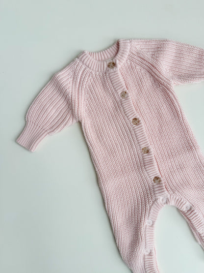 LONG COTTON SNAPS ROMPER | BABY PINK