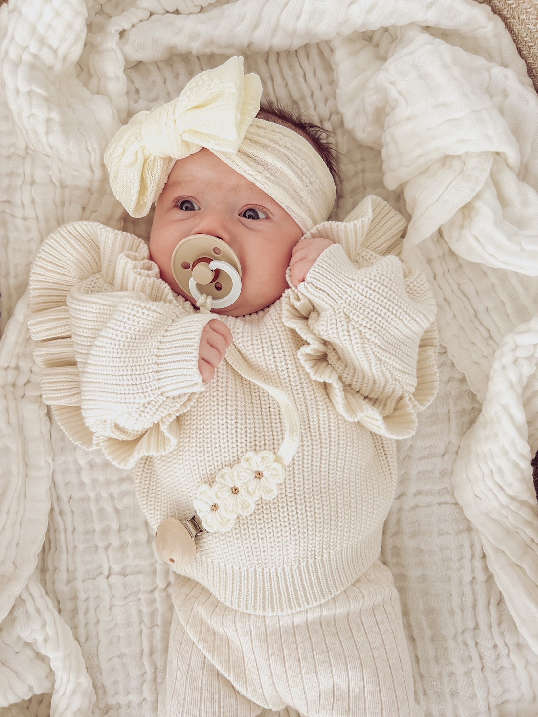 FLORAL OVERSIZED BOW HEADBAND - IVORY