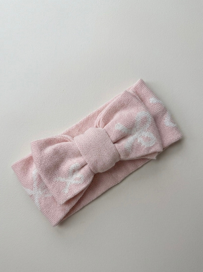 BOW KNIT HEADBAND | BABY PINK