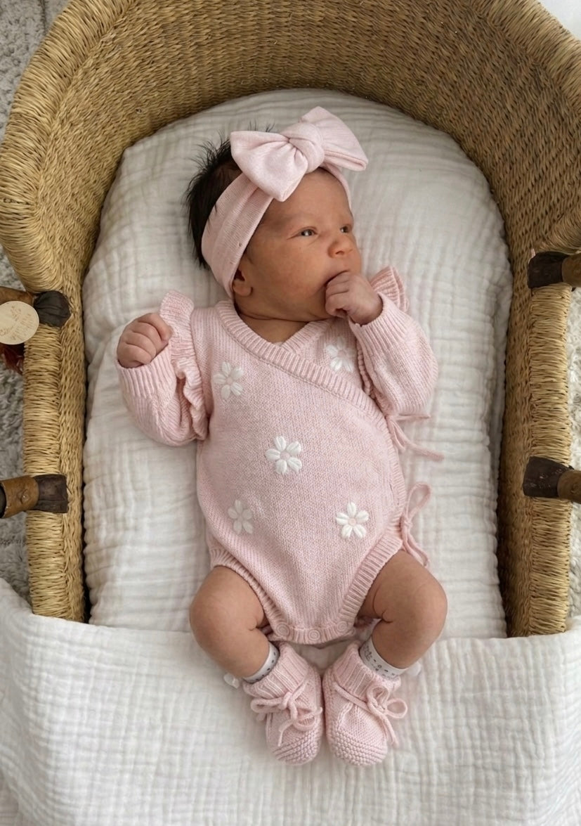 FLOWER EMBROIDERY FLUTTER KIMONO BODYSUIT