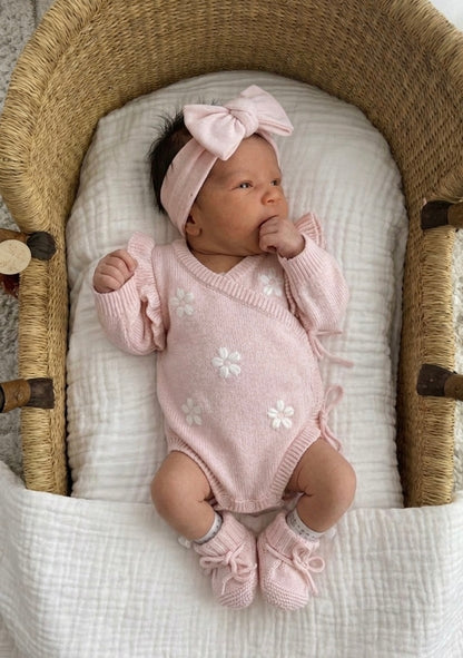 FLOWER EMBROIDERY FLUTTER KIMONO BODYSUIT