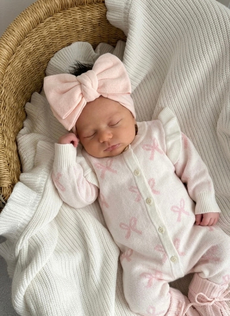 LONG FLUTTER BOW ROMPER | MILK