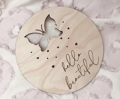 HELLO WORLD | BUTTERFLY GIRLS ANNOUNCEMENT SIGN