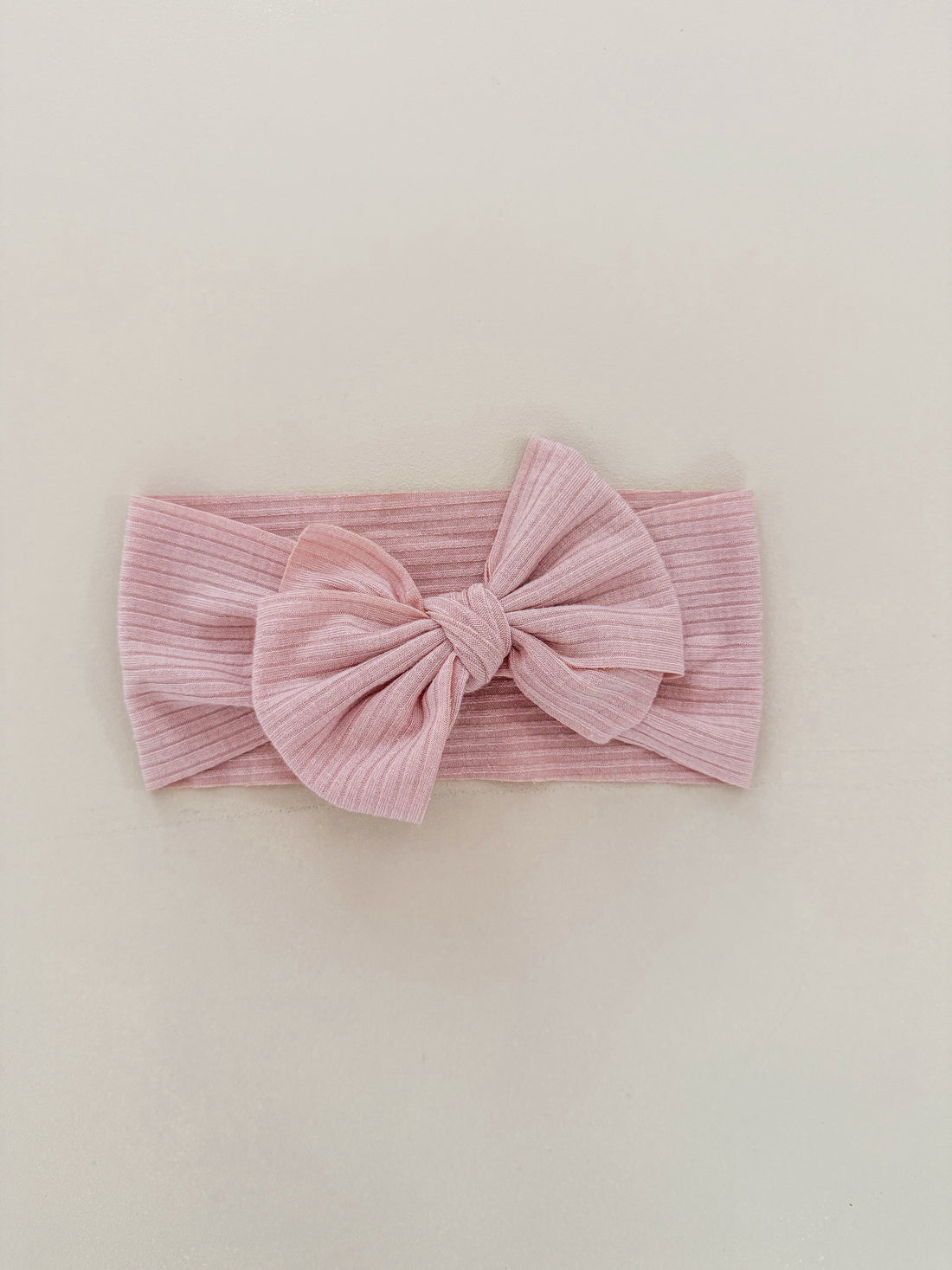 RIBBED COTTON KNOTTED BOW HEADBAND - DUSTY