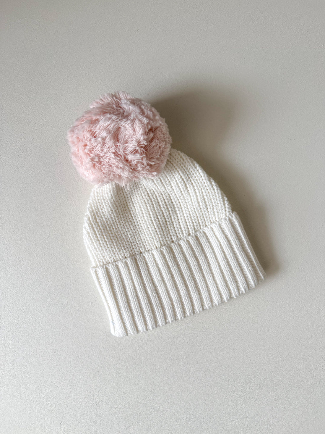 CUFF KNIT BEANIE | MILK + BABY PINK