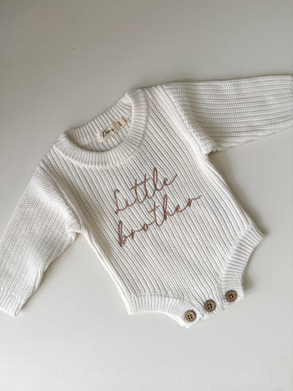 LITTLE BROTHER - RIBBED ROMPER | MILK