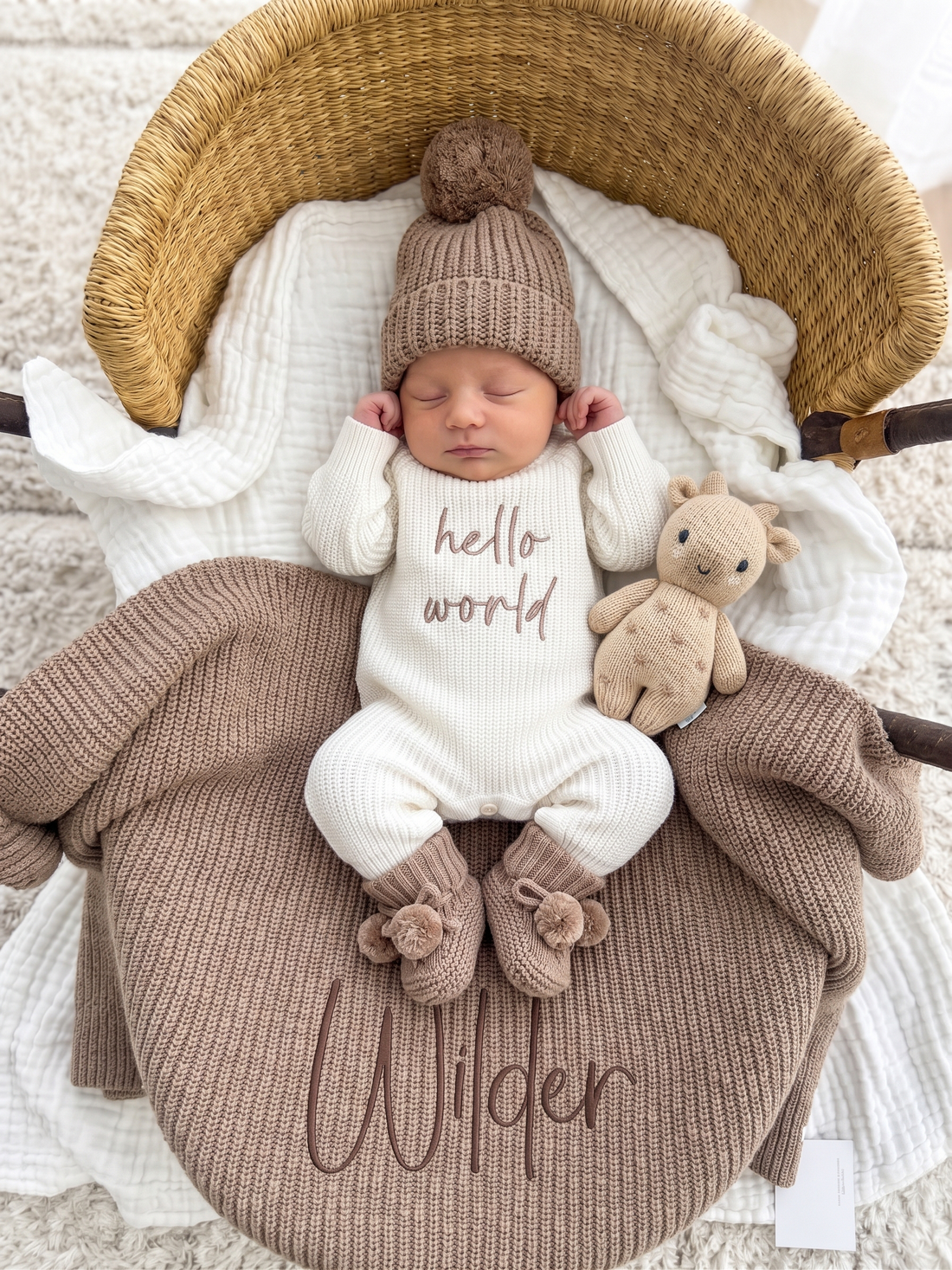 TEXTURED RIBBED COTTON BLANKET | BROWN