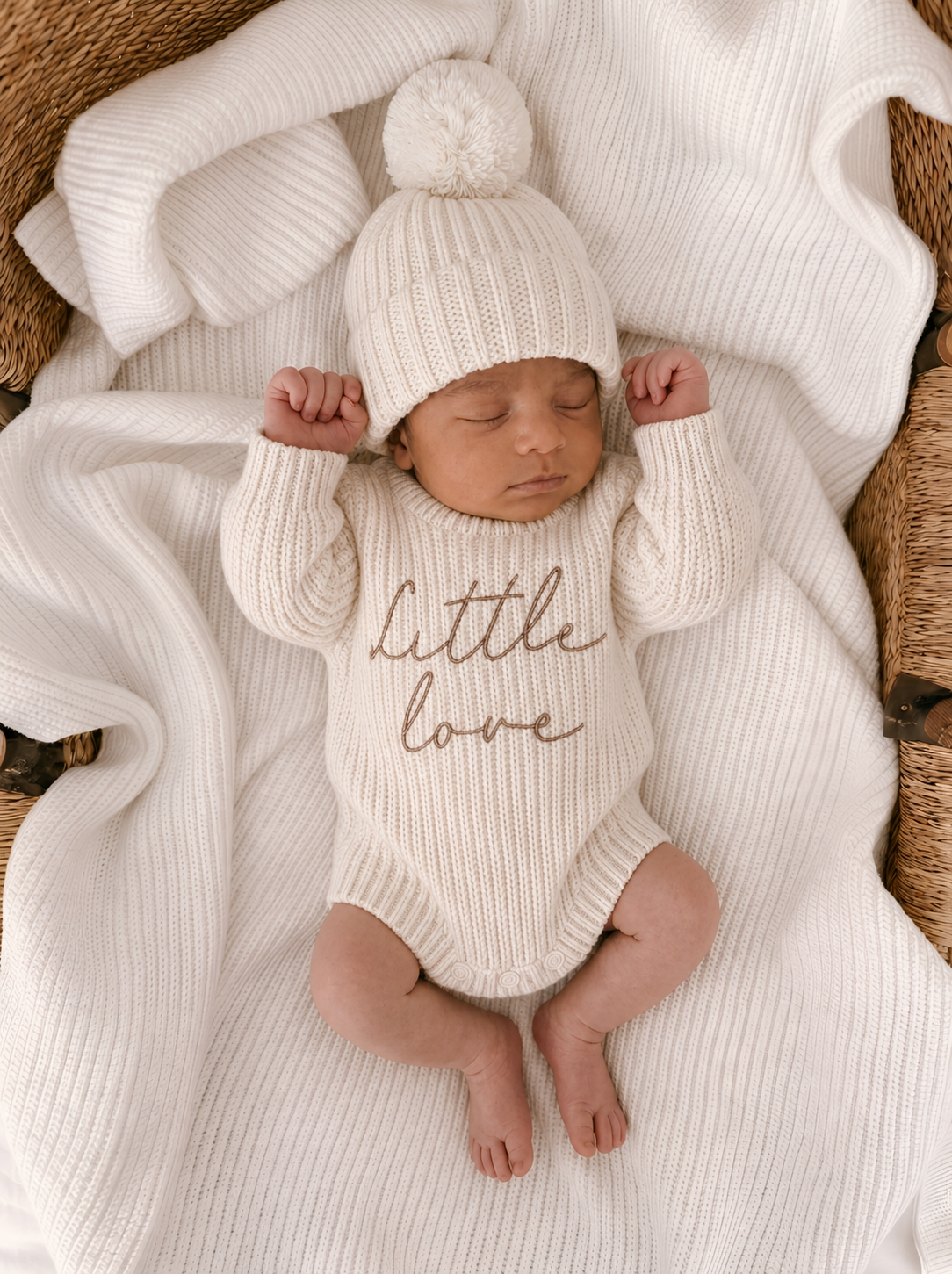 LITTLE LOVE - CHUNKY TEXTURED KNIT ROMPER | SNOW
