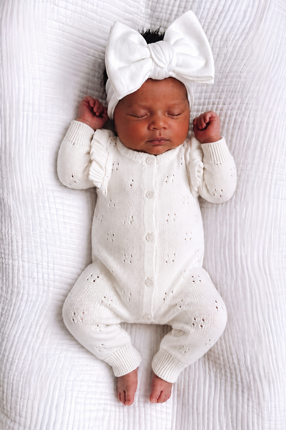 LONG POINTELLE FLUTTER ROMPER | MILK