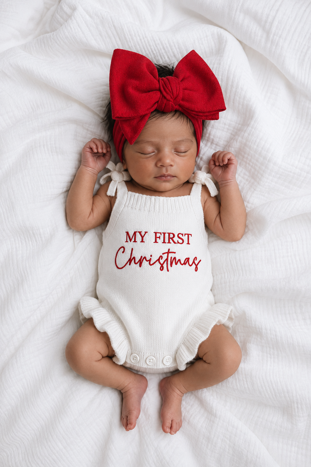 FRILL TIE ROMPER | MY FIRST CHRISTMAS | MILK