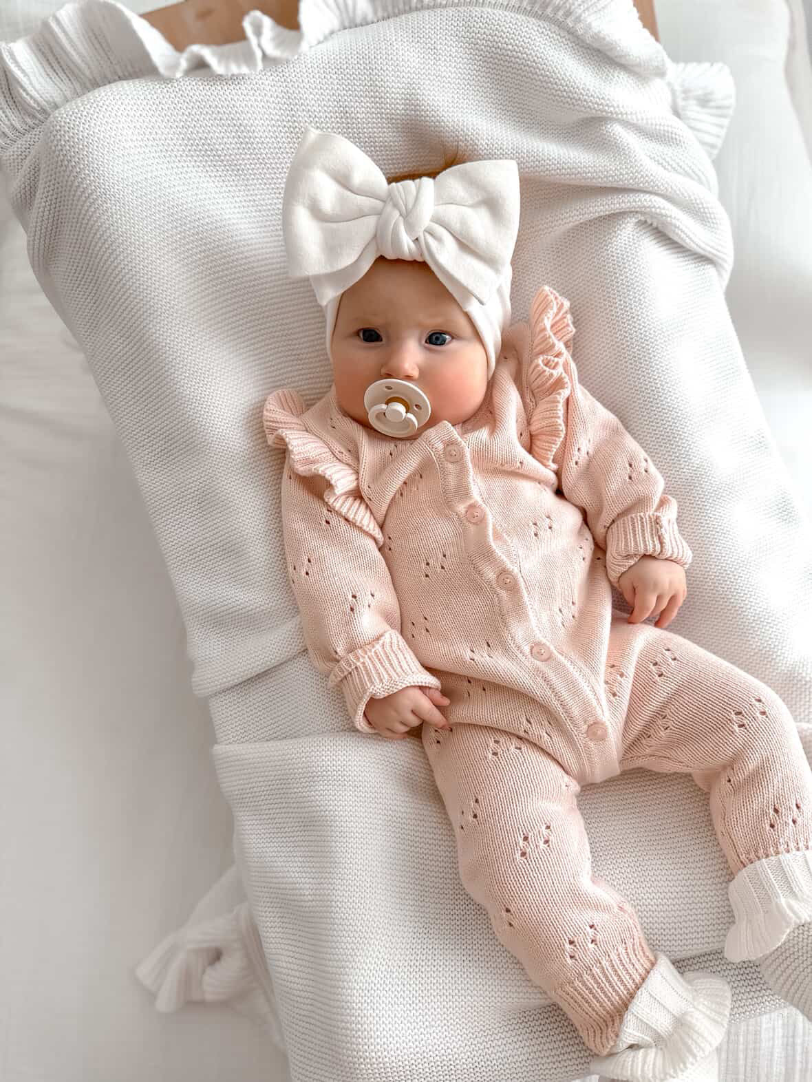 LONG POINTELLE FLUTTER ROMPER | BABY PINK